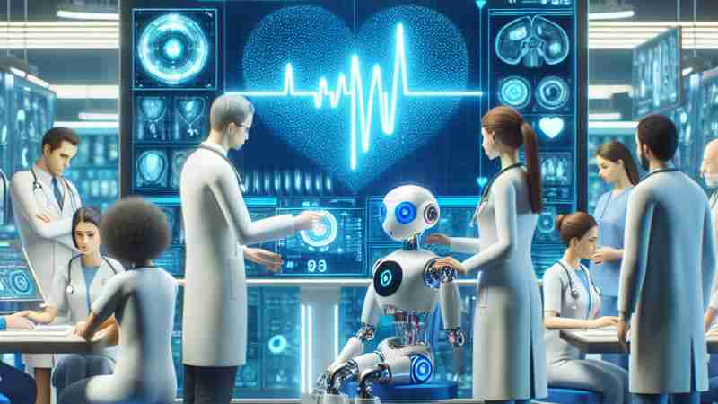 AI Transforming Healthcare: From Diagnosing Diseases to Enhancing Patient Care through Artificial Intelligence, Concept art for illustrative purpose, tags: diagnosi - Monok